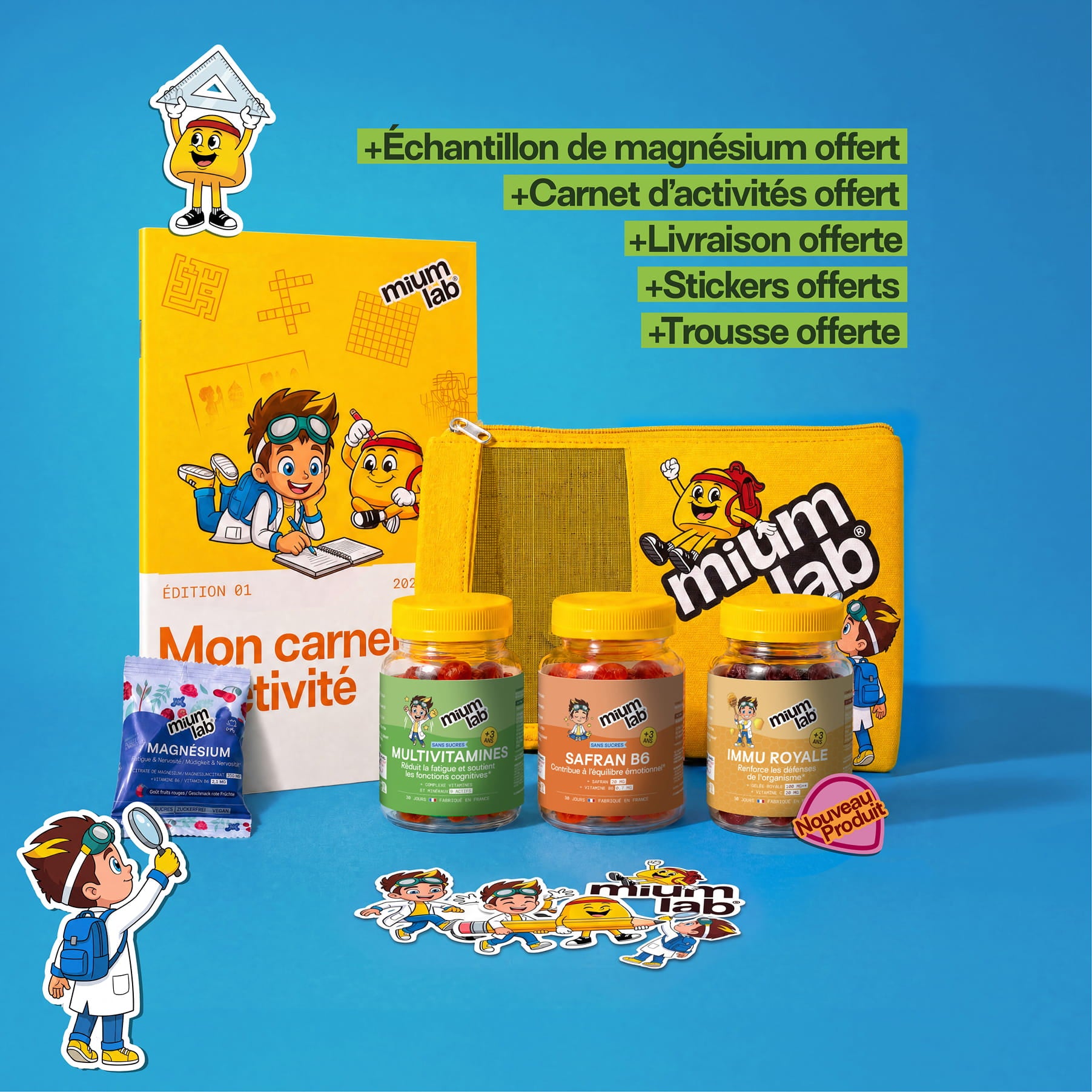 Pack de Rentrée | IMMU ROYALE + SAFRAN B6 ENFANTS + MULTIVITAMINES ENFANTS | 3 x 30 jours