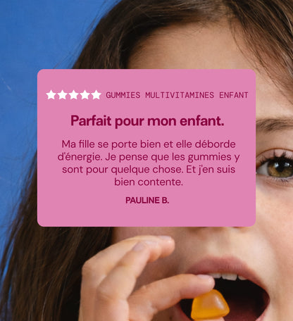 Gummies Multivitamines Enfants SANS SUCRES | Énergie stable &amp; 10 vitamines essentielles | 30 jours