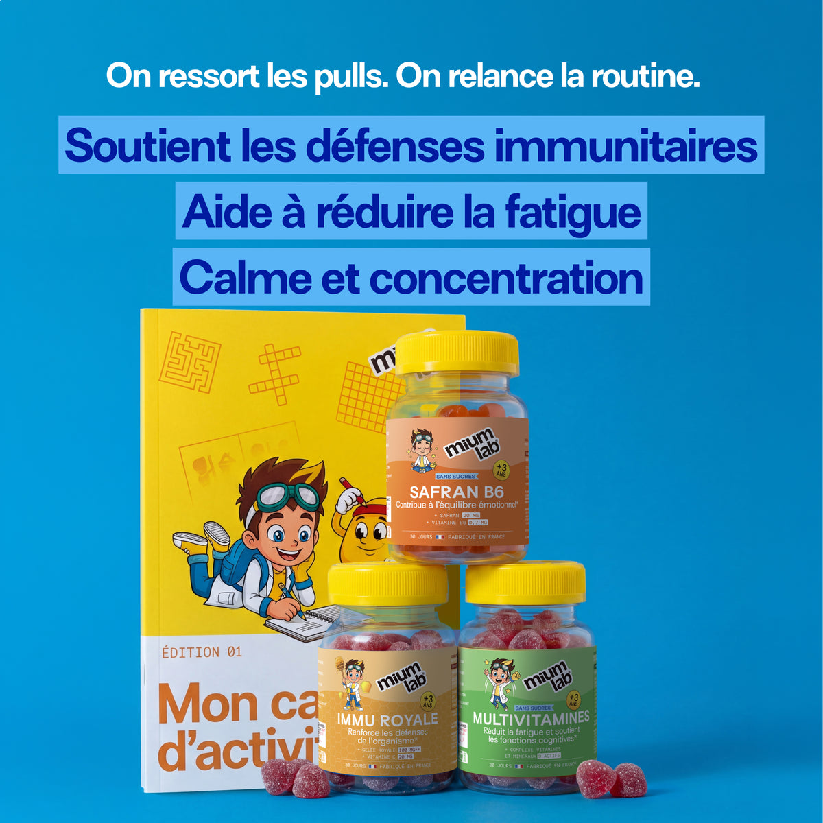 Pack Automne Hiver Enfant | IMMU ROYALE + SAFRAN B6 ENFANTS + MULTIVITAMINES ENFANTS | 3 x 30 jours