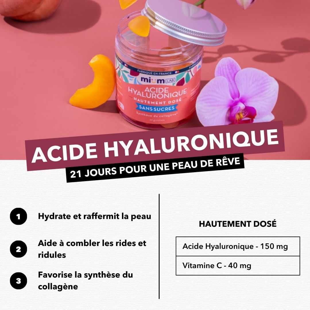 Gummies Acide Hyaluronique SANS SUCRES | Hydrate la peau | 21 jours