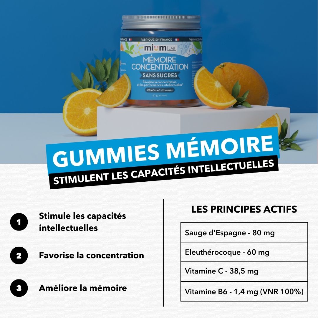 Gummies Mémoire et Concentration SANS SUCRES  | Améliore la mémoire | 21 jours