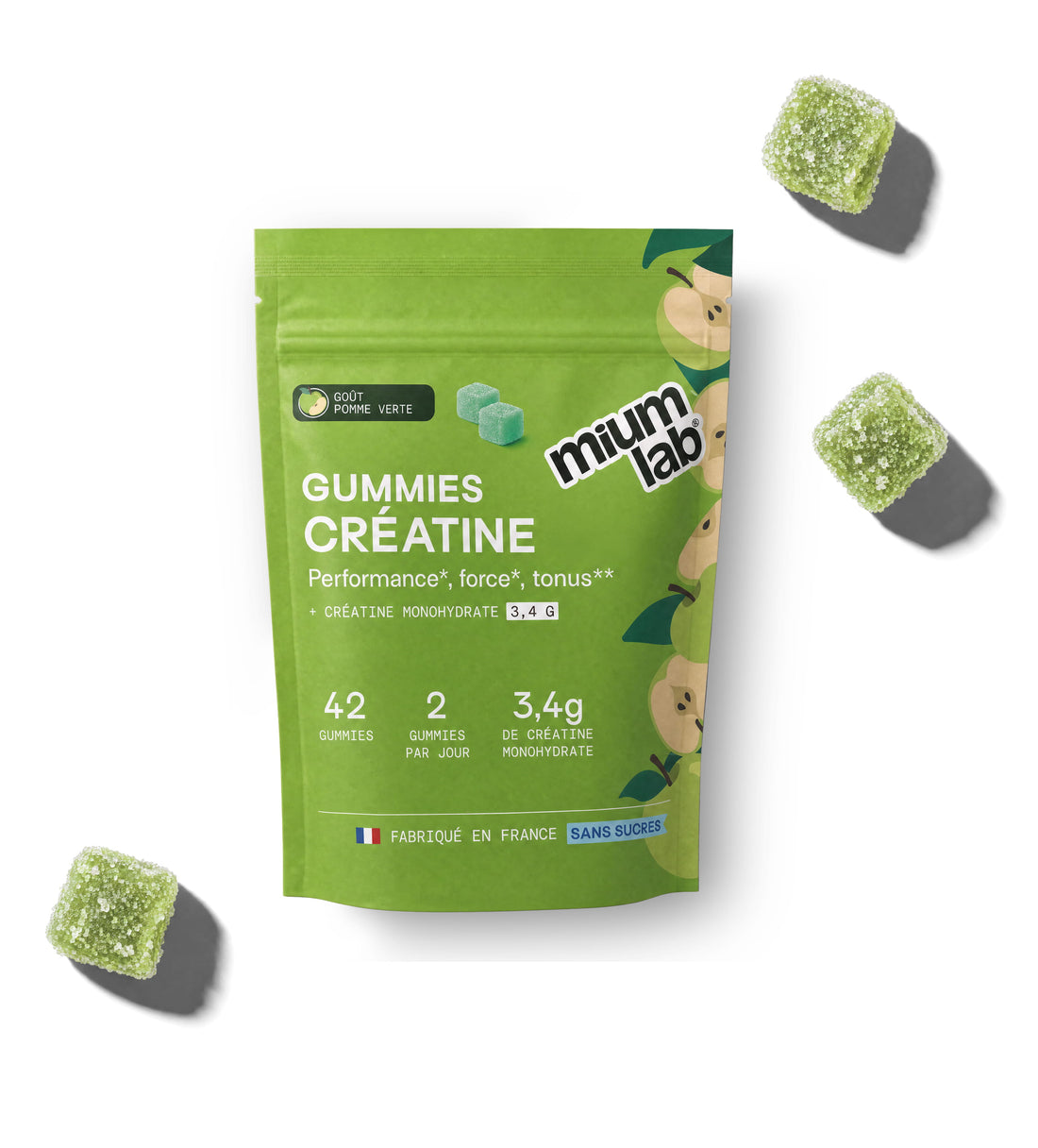 Gummies CRÉATINE POMME VERTE SANS SUCRES | Performance à l&