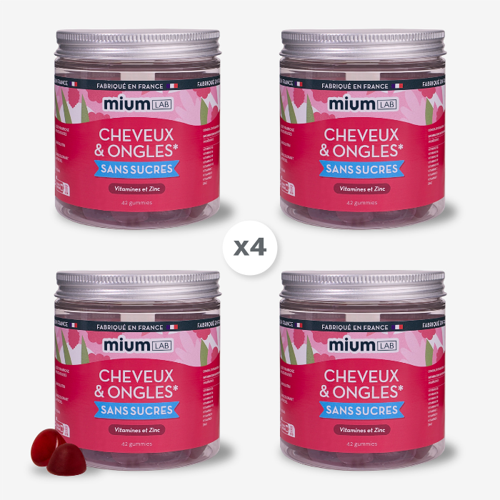 Gummies Cheveux et Ongles Sans Sucres | Super Pack | 4 x 21 jours