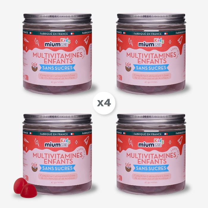 Pack Gummies Mulivitamines Enfants SANS SUCRES | Soutient la croissance | 4 x 21 jours