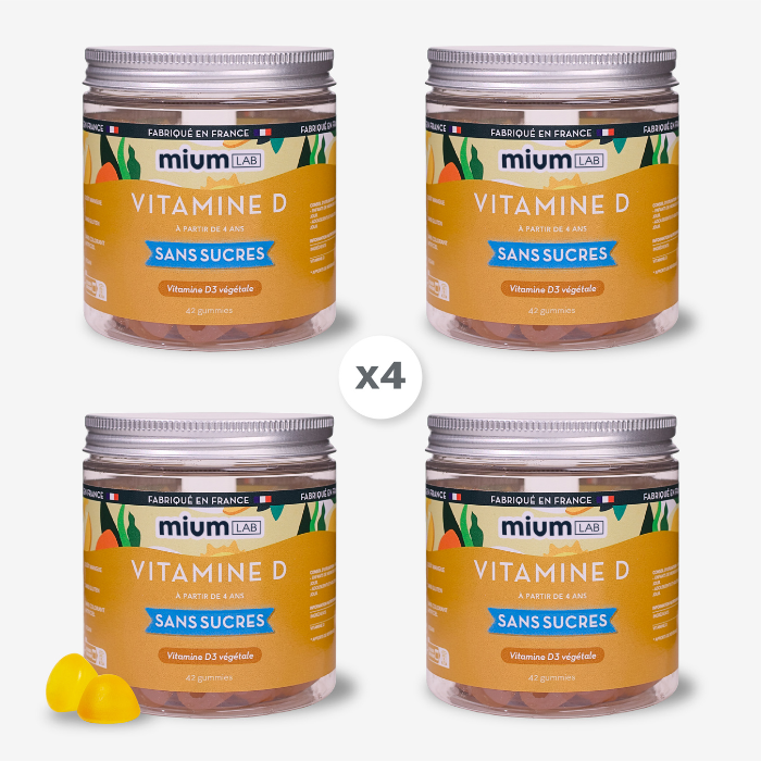 Pack Gummies Vitamine D SANS SUCRES | Santé des os et muscles | 4 x 21 jours