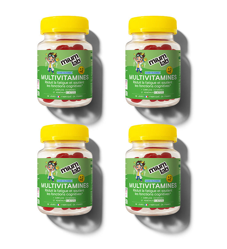 Pack Gummies Mulivitamines Enfants SANS SUCRES | Soutient la croissance | 4 x 21 jours