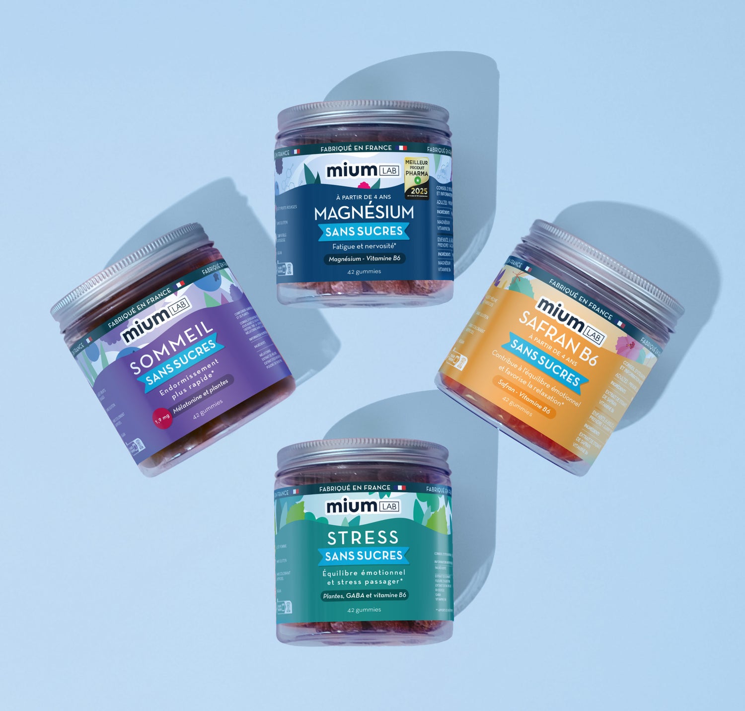 Pack Équilibre Émotionnel - 4 pots | Magnésium + Safran B6 + Sommeil + Stress | 4 x 21 jours