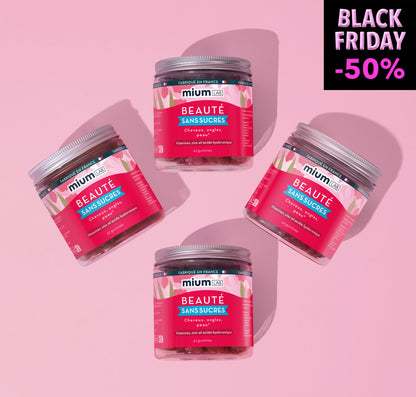 🏴 Pack Gummies Beauté SANS SUCRES | Qualité de la peau, cheveux et ongles | Cure complète 3 mois
