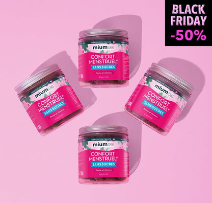 🏴 Pack Gummies Confort Menstruel | Soulage le syndrôme pré-menstruel | Cure complète 3 mois