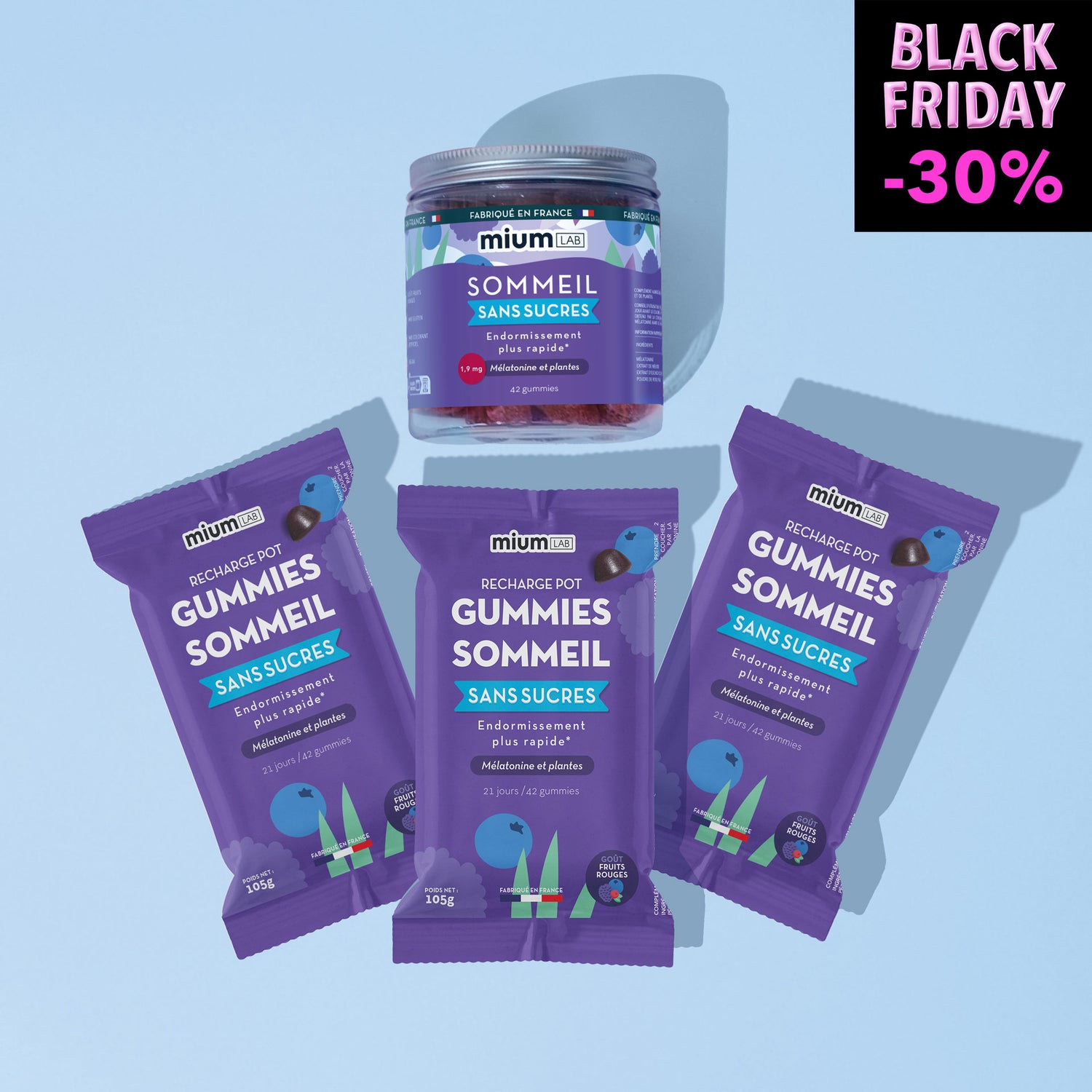 🏴 Pack Recharges Gummies SOMMEIL | Qualité du sommeil | Cure 3 mois