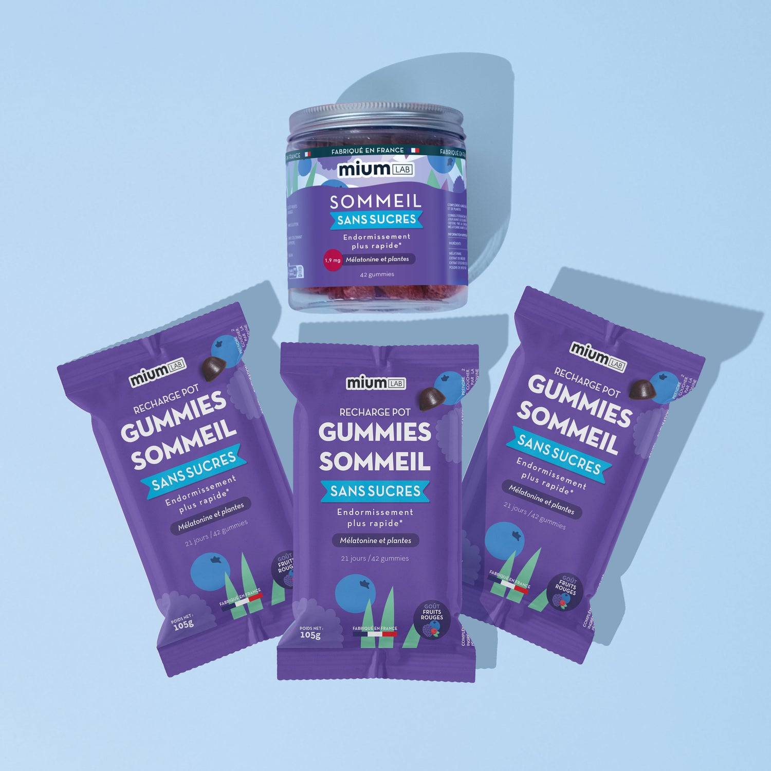 Pack Gummies SOMMEIL - 1 pot + 3 éco-recharges | Qualité du sommeil | 4 x 21 jours