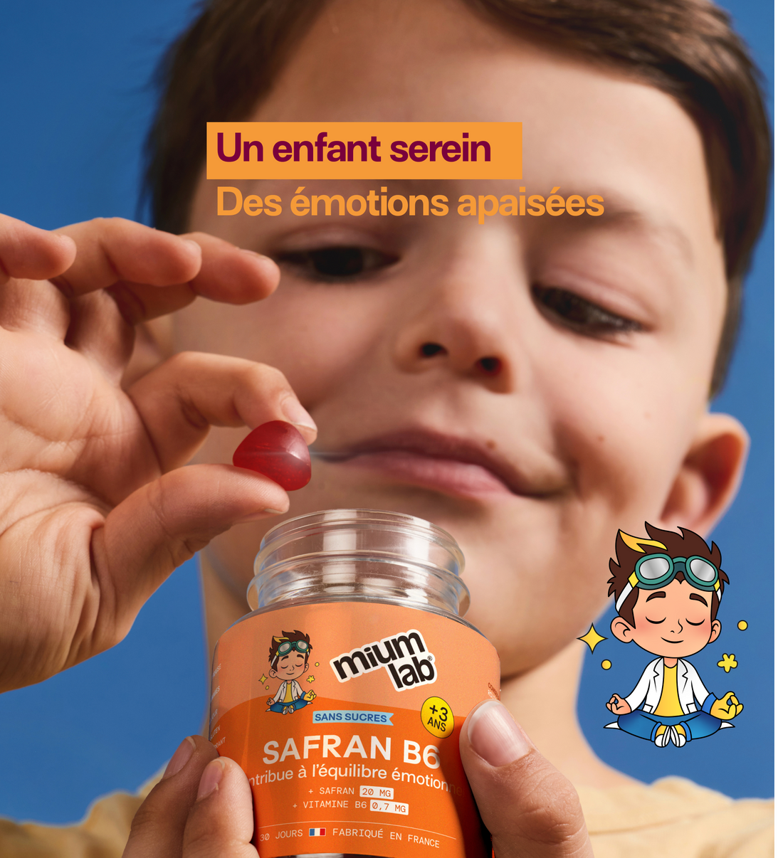 Gummies SAFRAN B6 FRAISE ENFANTS | Calme et concentration | 30 jours 🧒